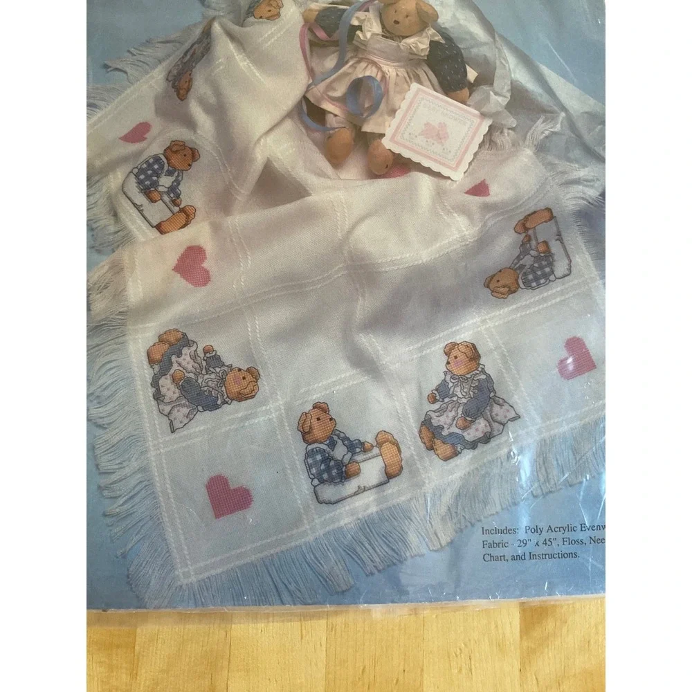 Banar Designs Teddies Counted Cross Stitch Baby Afghan Kit Vintage Bears BLAF-6